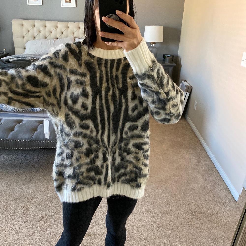 Nordstrom BP fuzzy animal print sweater